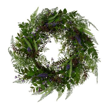 Fern/Flower Mix Wreath 1/Poly, 65cm