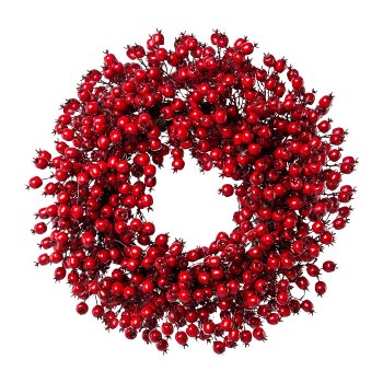 Rosehip wreath, 55cm, red