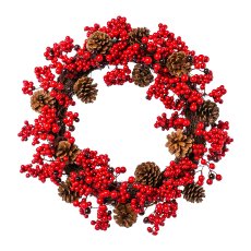 berry wreath with cones, 50