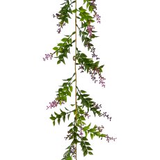mini leaf garland, 180cm, green-purple, 1/pc.