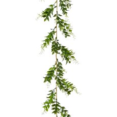 Mini leaf garland, 180cm, green-white, 1/pcs