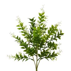Mini leaf bush, 33cm, green-white, 4/pcs