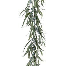 Eukalyptusgirlande mit Früchten, 1/Poly, 189cm, grau-grün, 1/Stk