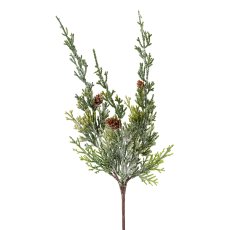 Juniperus branch with cones frosted, 43cm, frost,