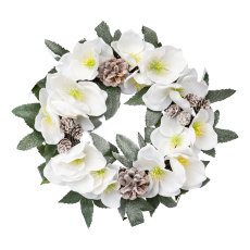Christmas rose wreath frosted,