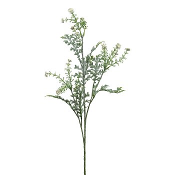Silver leaf branch with flowers, 58cm, grey-green