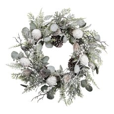 Mix wreath snowy, 65 cm, snow