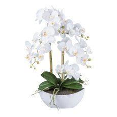 Phalaenopsis im weißen Melaminetopf, 55cm, weiß "Real Touch"