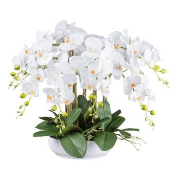Phalaenopsis in white melamine pot, 50cm, white - Artificial flowers ...