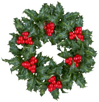 Ilexkranz mit Beeren, 31cm, grün