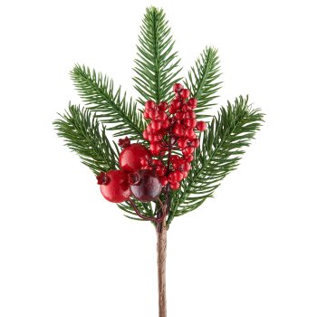 Mixed fir branch, 28cm, red
