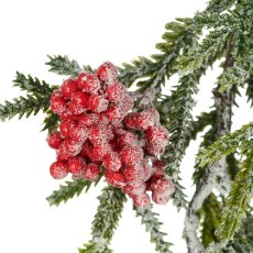 Mixed fir pendant iced with berries, 101cm, green