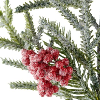 Mixed fir branch iced with berries, 42cm, green