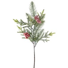Tannenmixzweig geeist mit Beeren, 42cm, grün