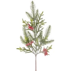 Tannenmixzweig geeist mit Beeren, 54cm, grün