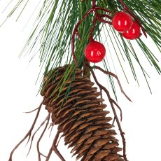 Tannenmixgirlande mit Naturzapfen und Beeren, 136cm, rot