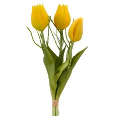 Tulpenbund x3 mit Zweigen, 25cm, gelb