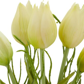 Tulpenbund x5 mit Zweigen, 25cm, weiß