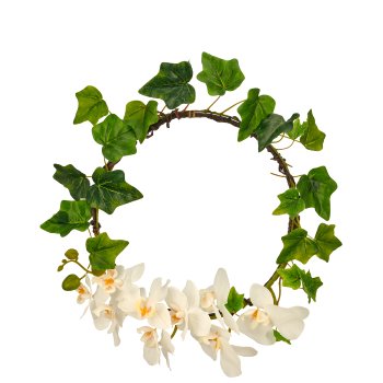 Decorative ring with orchids, 25x25x8cm, white