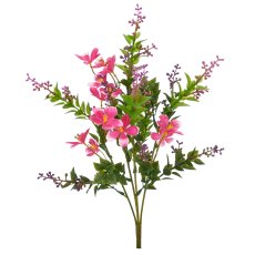 Miniblattbusch mit Blüten x4/Poly, 34cm, pink