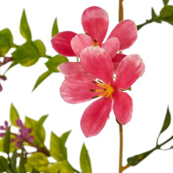 Miniblattgirlande mit Blüten, 1/Poly, 193cm, pink