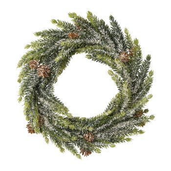 Artificial spruce wreath w. snow, 25cm, snow