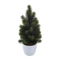 Little fir tree, approx 38cm, in ceramic pot 11cm white