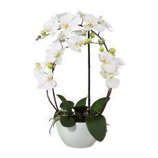 Phalaenopsis 3D-print im Keramiktopf, 52cm, weiß, Real Touch