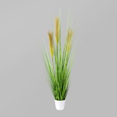 Grasbusch im weißen Topf, 80cm, grün, Topf 9,5x8,5cm
