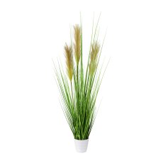Grass Bush In White Pot, 80cm, green, Pot 9,5x8,5cm