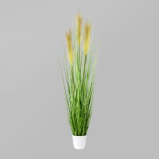 Grass Bush In White Pot, 95cm, green, Pot 11x10cm
