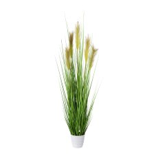 Grass Bush In White Pot, 110cm, green, Pot 14x12cm