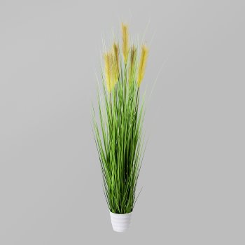 Grass Bush In White Pot, 150cm, green, Pot 16x14cm