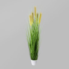 Grasbusch im weißen Topf, 150cm, grün, Topf 16x14cm