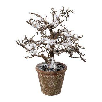 Artificial hornbeam with snow in pot, 24cm, snow