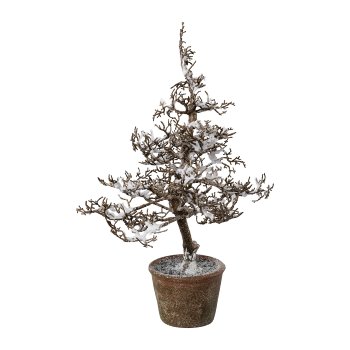 Artificial hornbeam with snow in pot, 44cm, snow