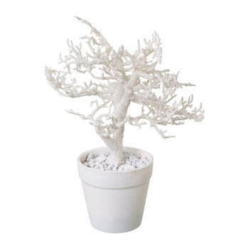 Artificial hornbeam in pot, 24 cm, white