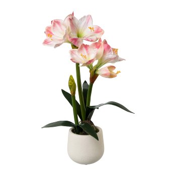 Artificial amaryllis in ceramic pot, 60cm, pink, Real Touch