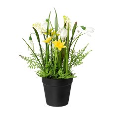 Spring Mix In Pot, 28cm, Yellow-White