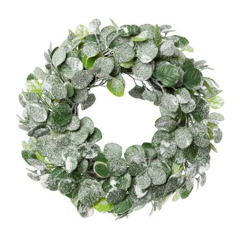 Eucalypthus Wreath Iced, 43 cm, Frost