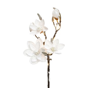 Artificial magnolia snowy, 13 LED, 92cm, baterrie compartment 3xAA with timer