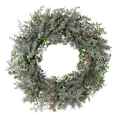 Fir eucalyptus mix wreath, 50 cm, frost,