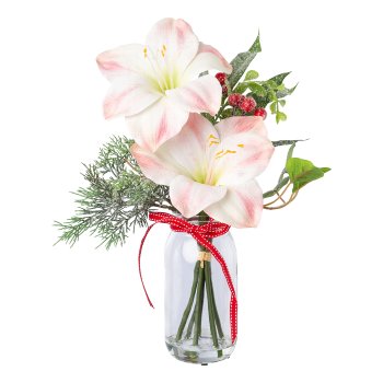 Amaryllisgesteck im Glas, 40 cm, rosa