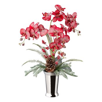 Phalaenopsisgesteck in Keramikvase, 70cm, rot,