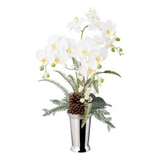 Phalaenopsis flower arrangement in ceramic vase, 70cm, white,