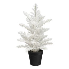 Artificial Araucaria, white in pot, 39cm, snow