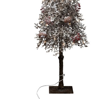 Artificial coral tree with iron base, 30 LED, 76cm, snow, with USB plug