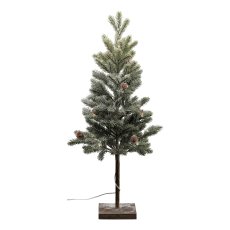 Artificial fir tree with cone on cement base, 15 LED, 53cm, frost, with USB plug