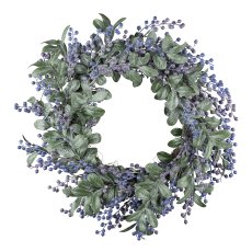 Leaf wreath with blue berries,