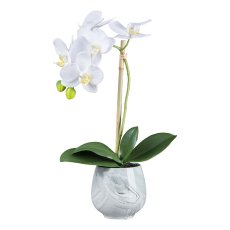 Orchidee im Keramiktopf, 34 cm, weiß "Real Touch"